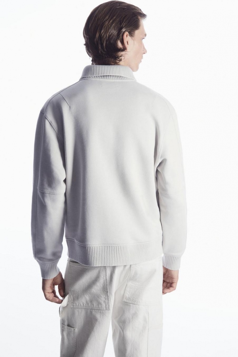 Hanorac Barbati COS Funnel-neck Half-zip Gri | XTYIC-1640