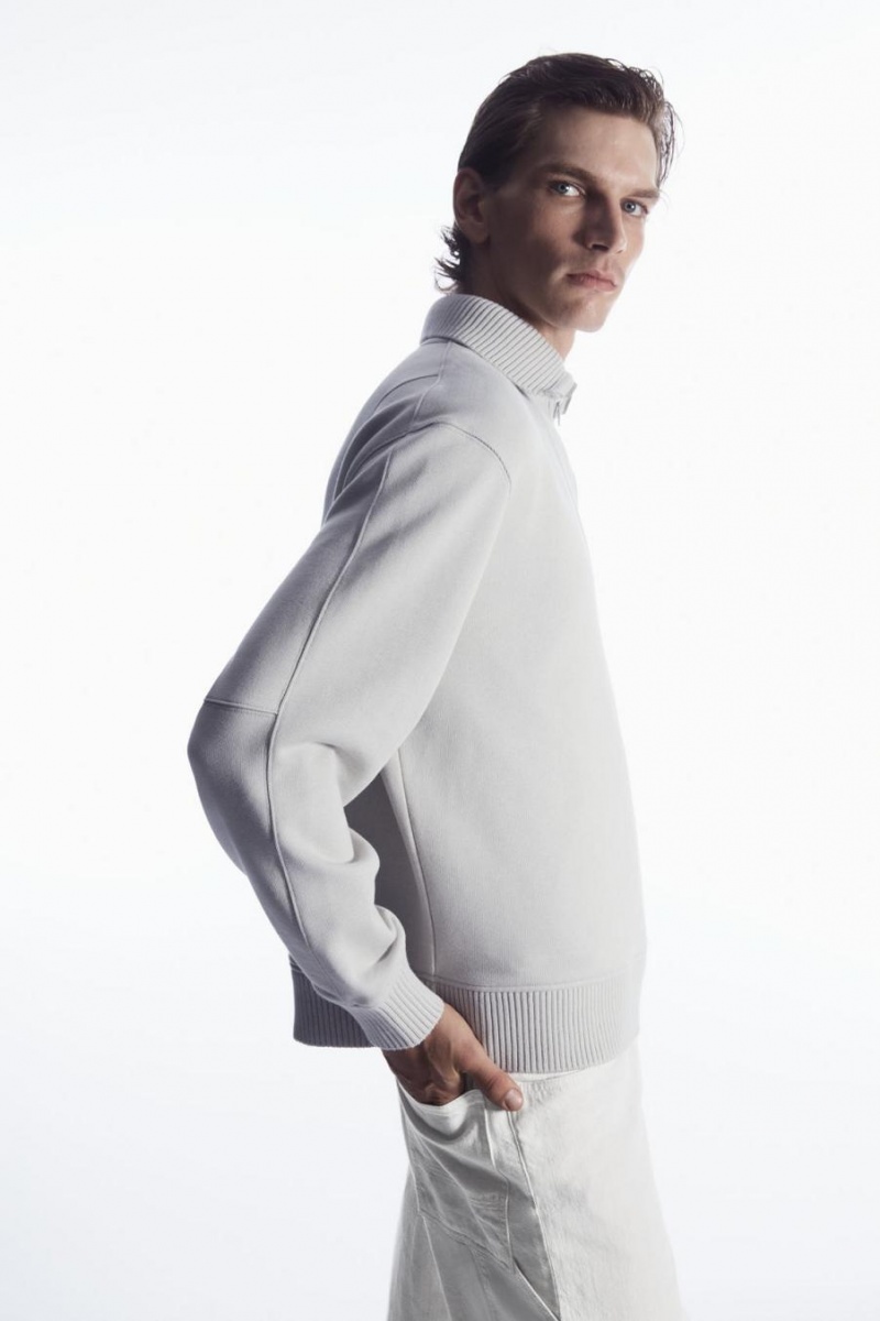 Hanorac Barbati COS Funnel-neck Half-zip Gri | XTYIC-1640
