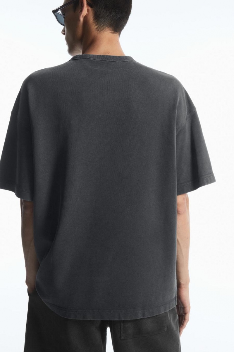 Hanorac Barbati COS Oversized Heavyweight Scurte-sleeved Negrii | DXUOH-0492