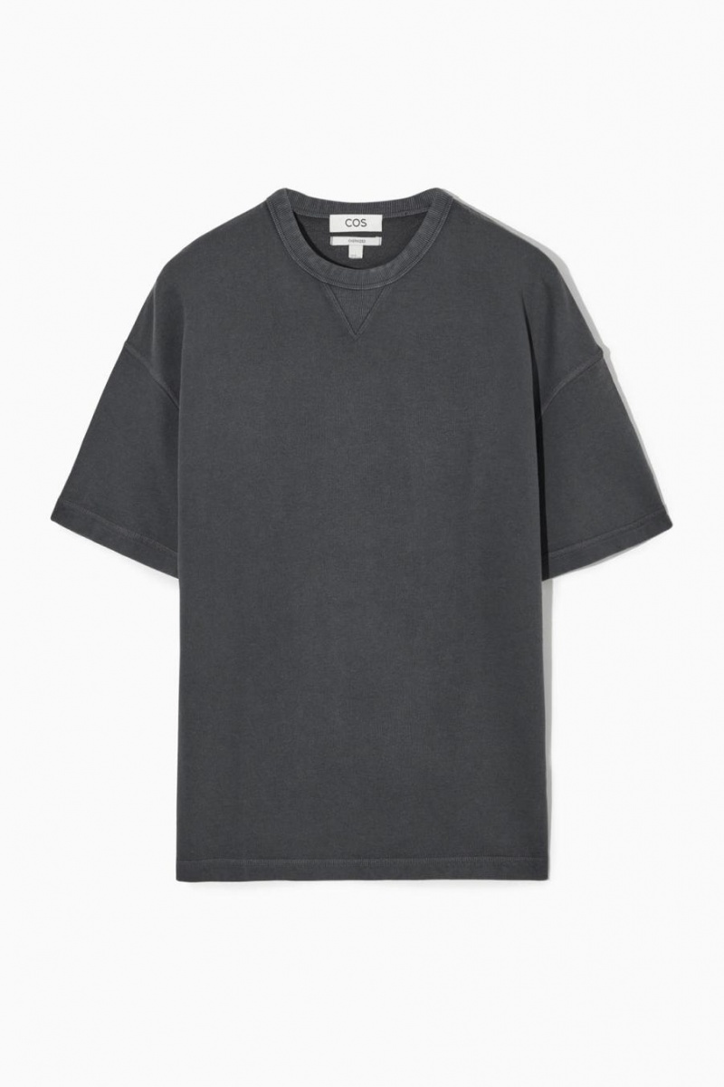 Hanorac Barbati COS Oversized Heavyweight Scurte-sleeved Negrii | DXUOH-0492