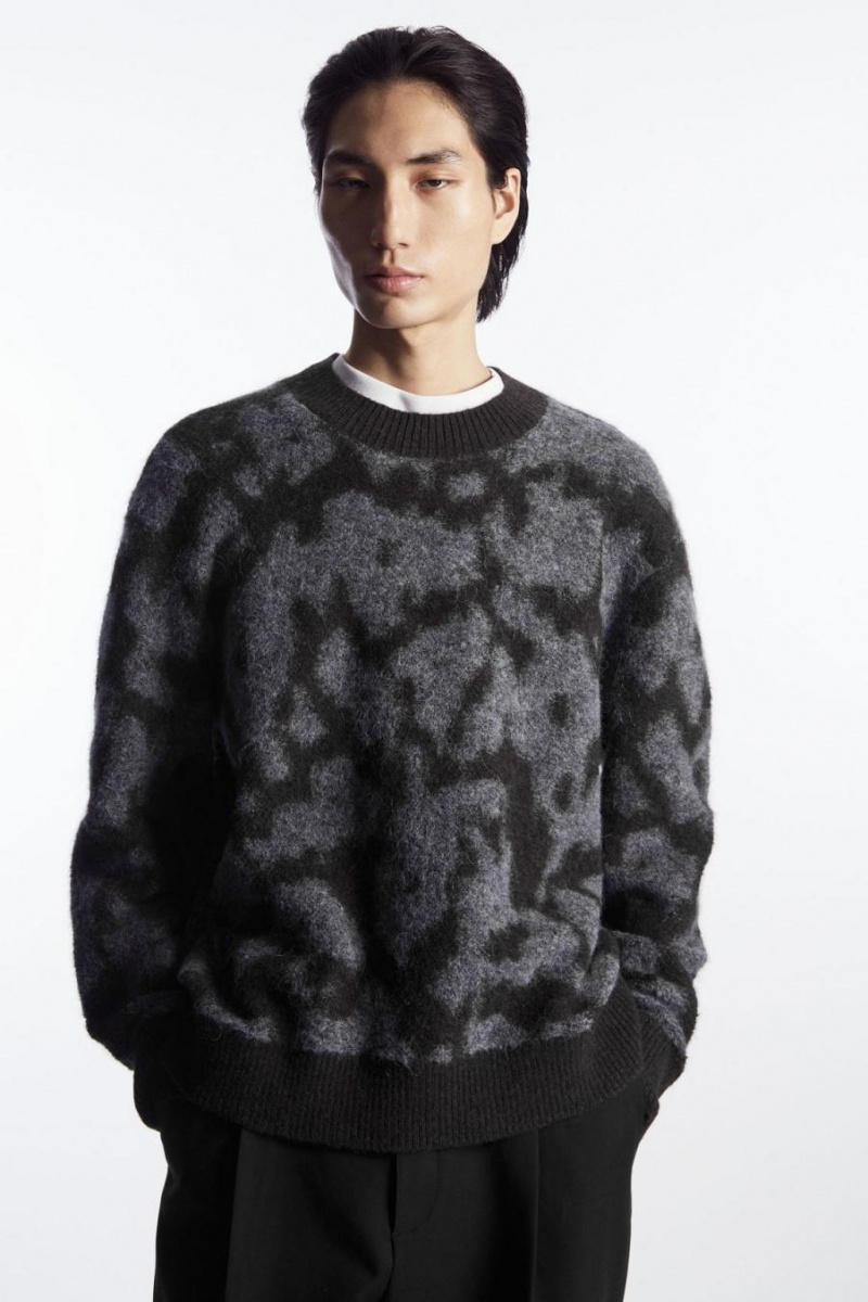 Jumpers Barbati COS Animal-jacquard Alpaca-blend Maro Inchis Gri | TUJZQ-2805
