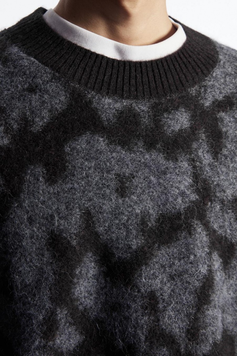 Jumpers Barbati COS Animal-jacquard Alpaca-blend Maro Inchis Gri | TUJZQ-2805