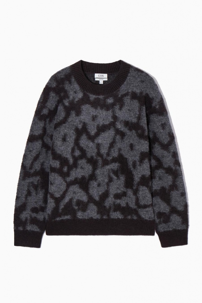 Jumpers Barbati COS Animal-jacquard Alpaca-blend Maro Inchis Gri | TUJZQ-2805
