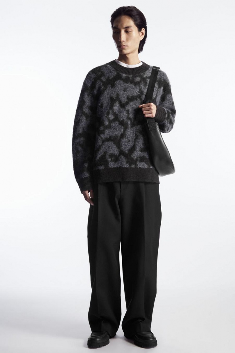 Jumpers Barbati COS Animal-jacquard Alpaca-blend Maro Inchis Gri | TUJZQ-2805