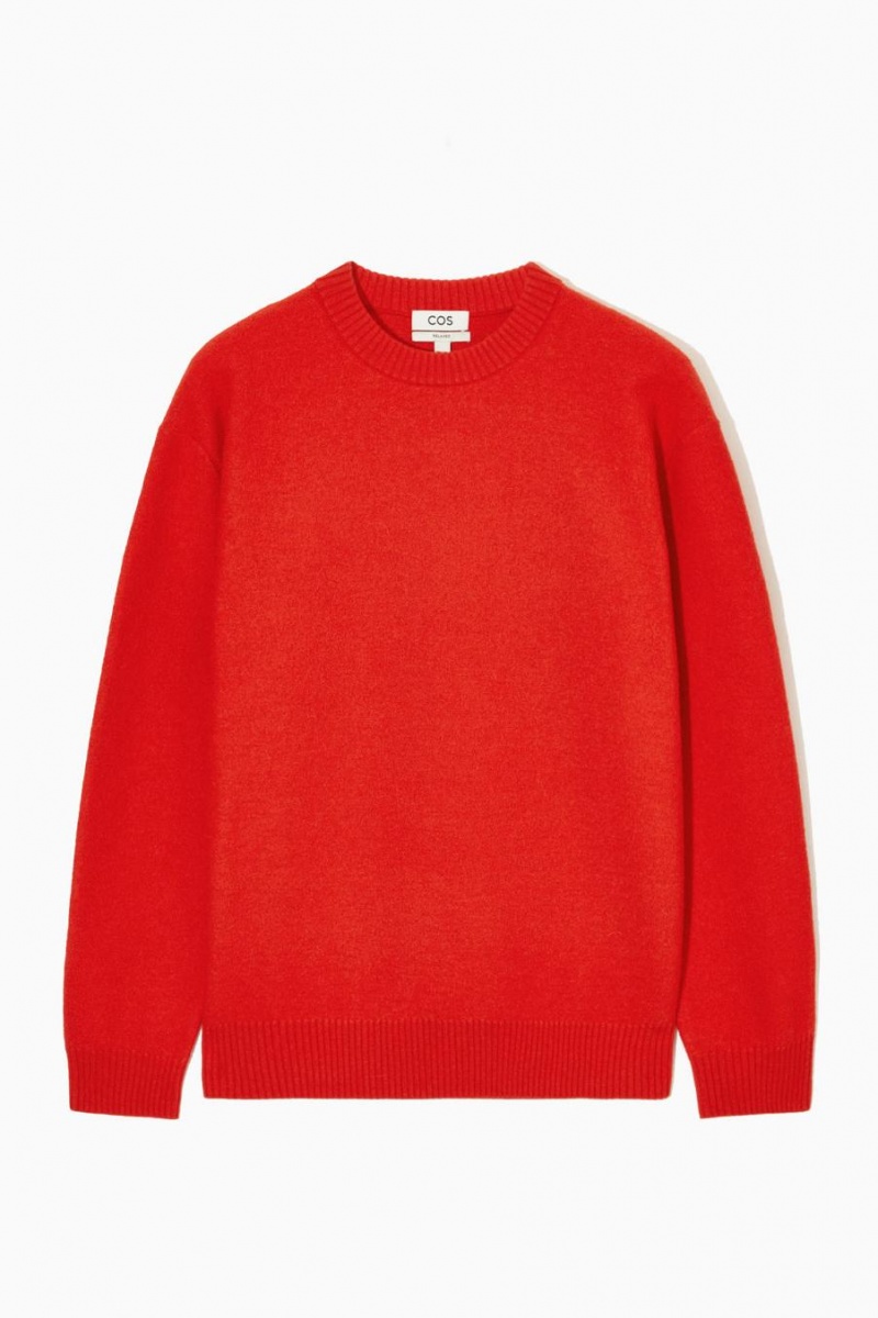 Jumpers Barbati COS Boiled-wool Crew-neck Portocalii Deschis | ZDIHQ-3195