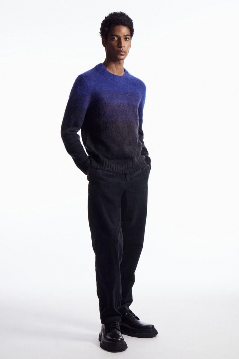 Jumpers Barbati COS Colour-block Mohair-blend Albastri Deschis Bleumarin | SDPEV-1208