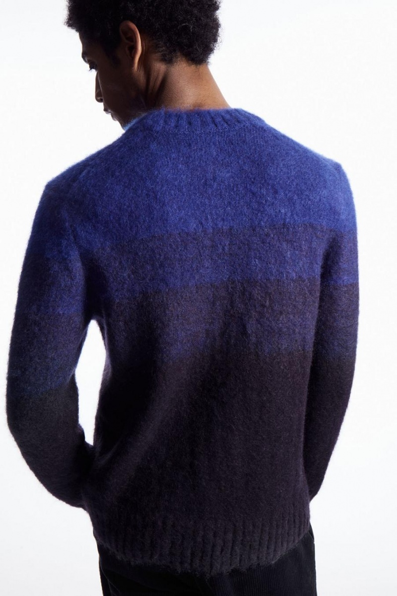 Jumpers Barbati COS Colour-block Mohair-blend Albastri Deschis Bleumarin | SDPEV-1208