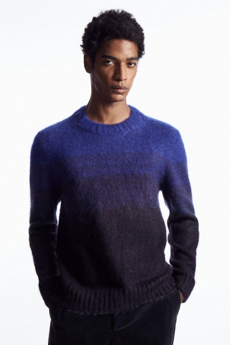 Jumpers Barbati COS Colour-block Mohair-blend Albastri Deschis Bleumarin | SDPEV-1208
