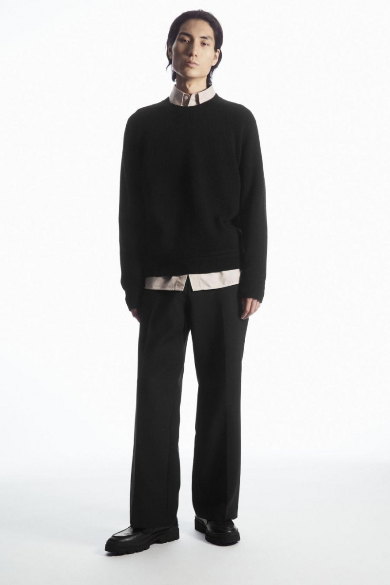 Jumpers Barbati COS Crew-neck Lână Negrii | IXDRH-0829
