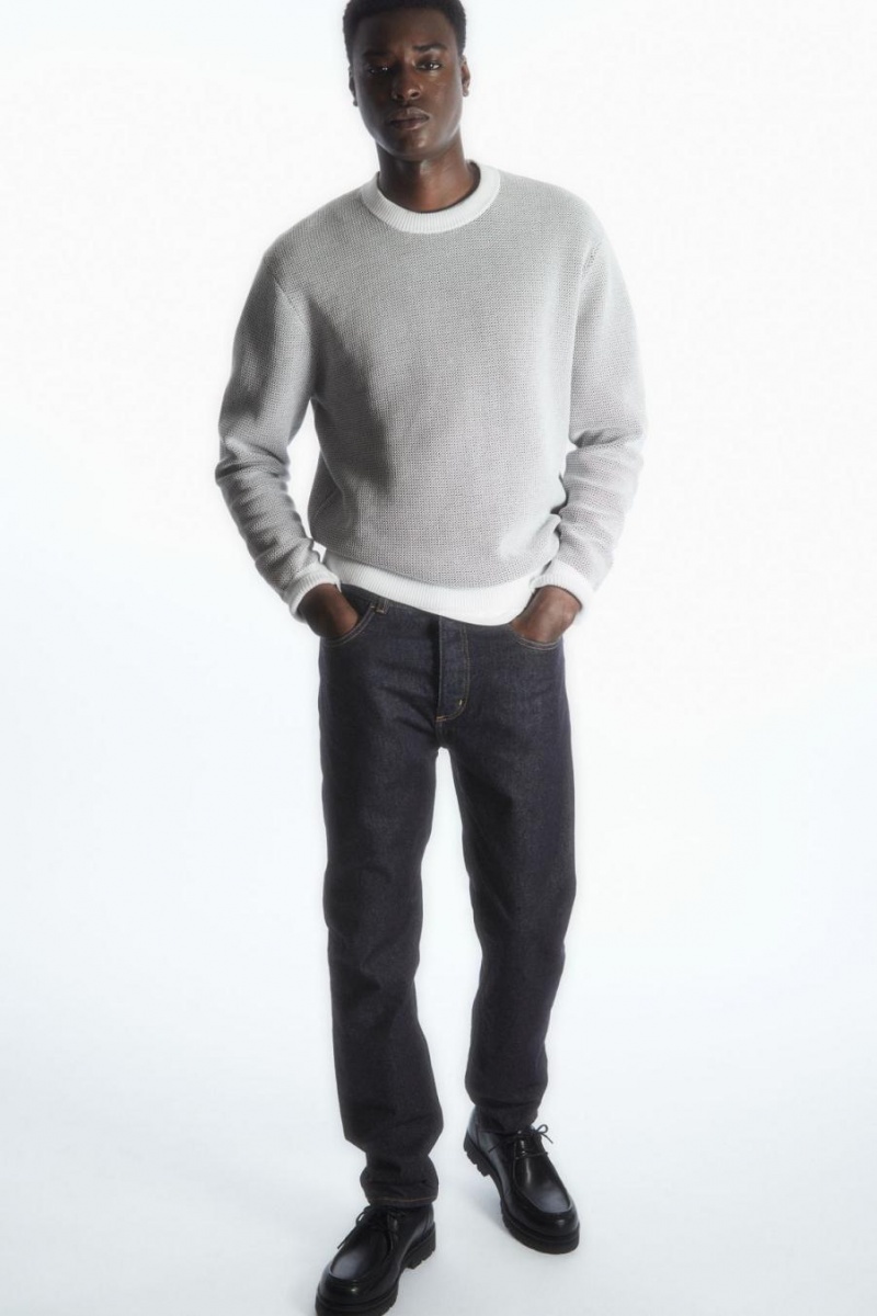 Jumpers Barbati COS Double-faced Bumbac-mesh Gri | AZOCS-0486