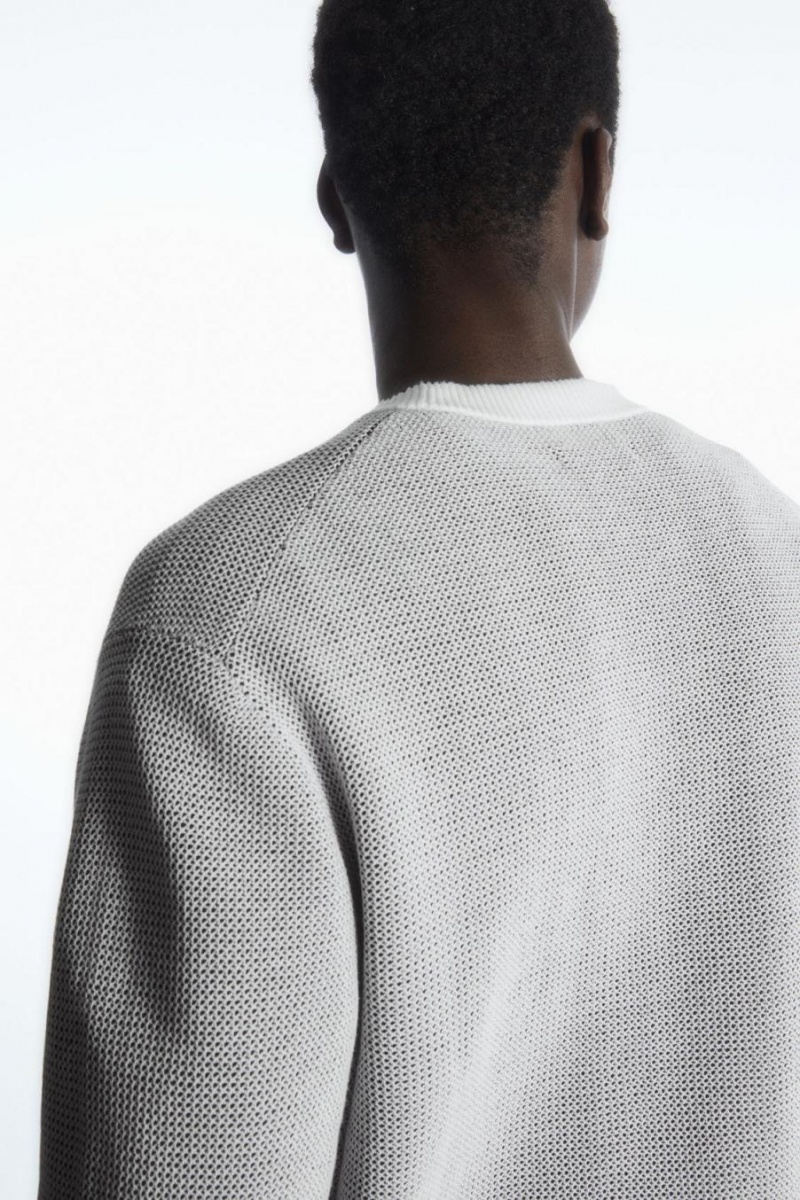 Jumpers Barbati COS Double-faced Bumbac-mesh Gri | AZOCS-0486