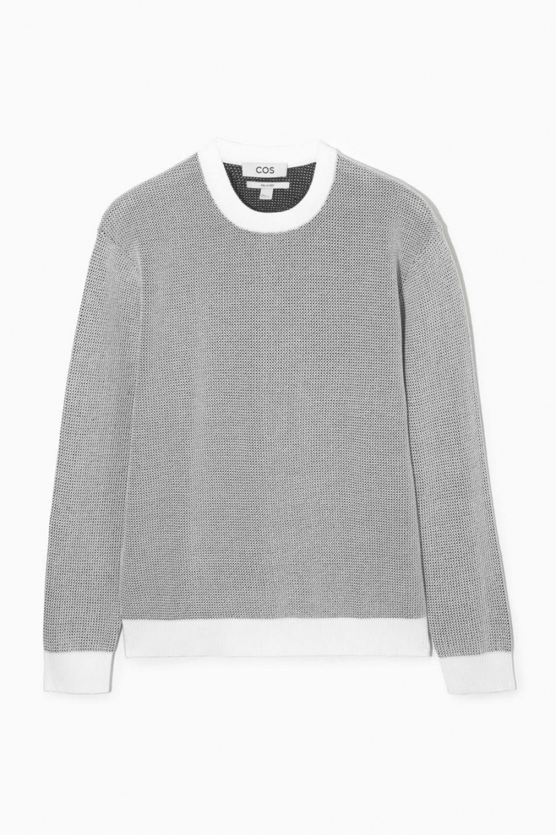 Jumpers Barbati COS Double-faced Bumbac-mesh Gri | AZOCS-0486