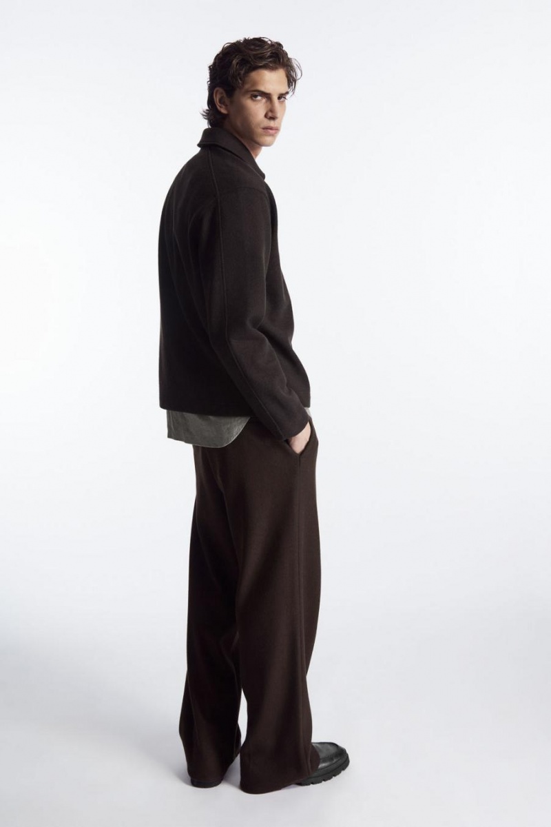 Jumpers Barbati COS Half-zip Lână-blend Maro Inchis | RVIAD-4279