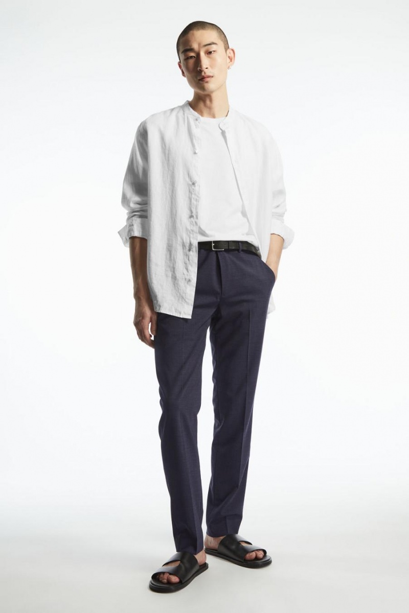 Jumpers Barbati COS Lână Mélange - Slim Bleumarin | KSHQD-2561