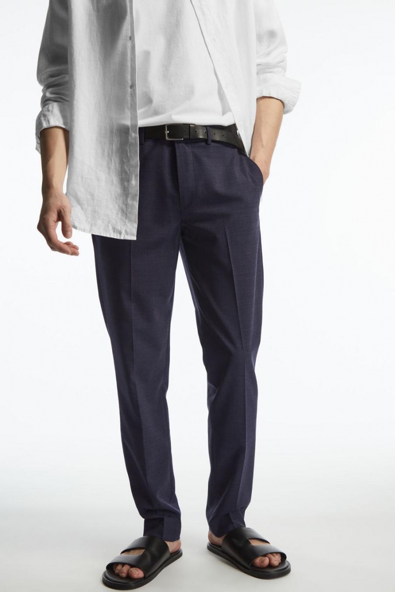 Jumpers Barbati COS Lână Mélange - Slim Bleumarin | KSHQD-2561