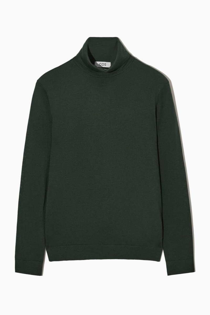 Jumpers Barbati COS Merino Lână Turtleneck Verzi Inchis | JVESW-2097
