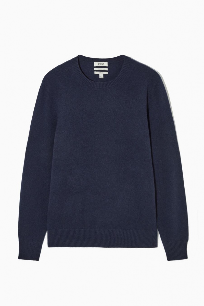 Jumpers Barbati COS Pure Cashmere Bleumarin | UOENR-6412