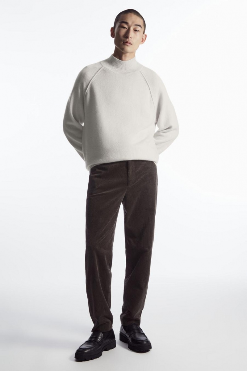 Jumpers Barbati COS Pure Cashmere Funnel-neck Bej Deschis | WBDFZ-9351