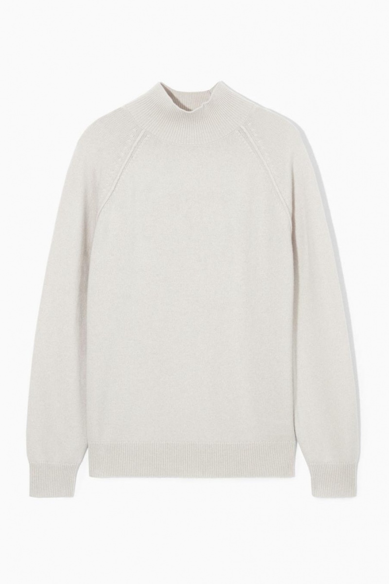 Jumpers Barbati COS Pure Cashmere Funnel-neck Bej Deschis | WBDFZ-9351