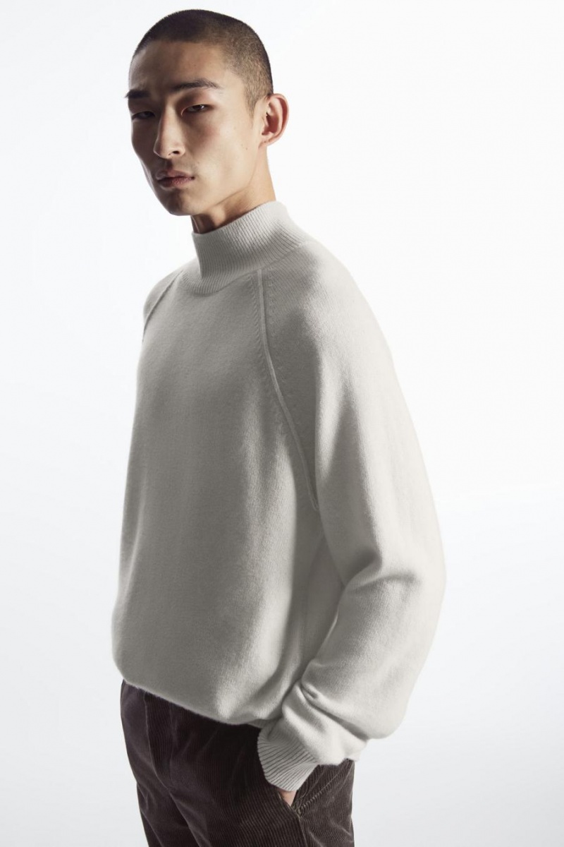 Jumpers Barbati COS Pure Cashmere Funnel-neck Bej Deschis | WBDFZ-9351