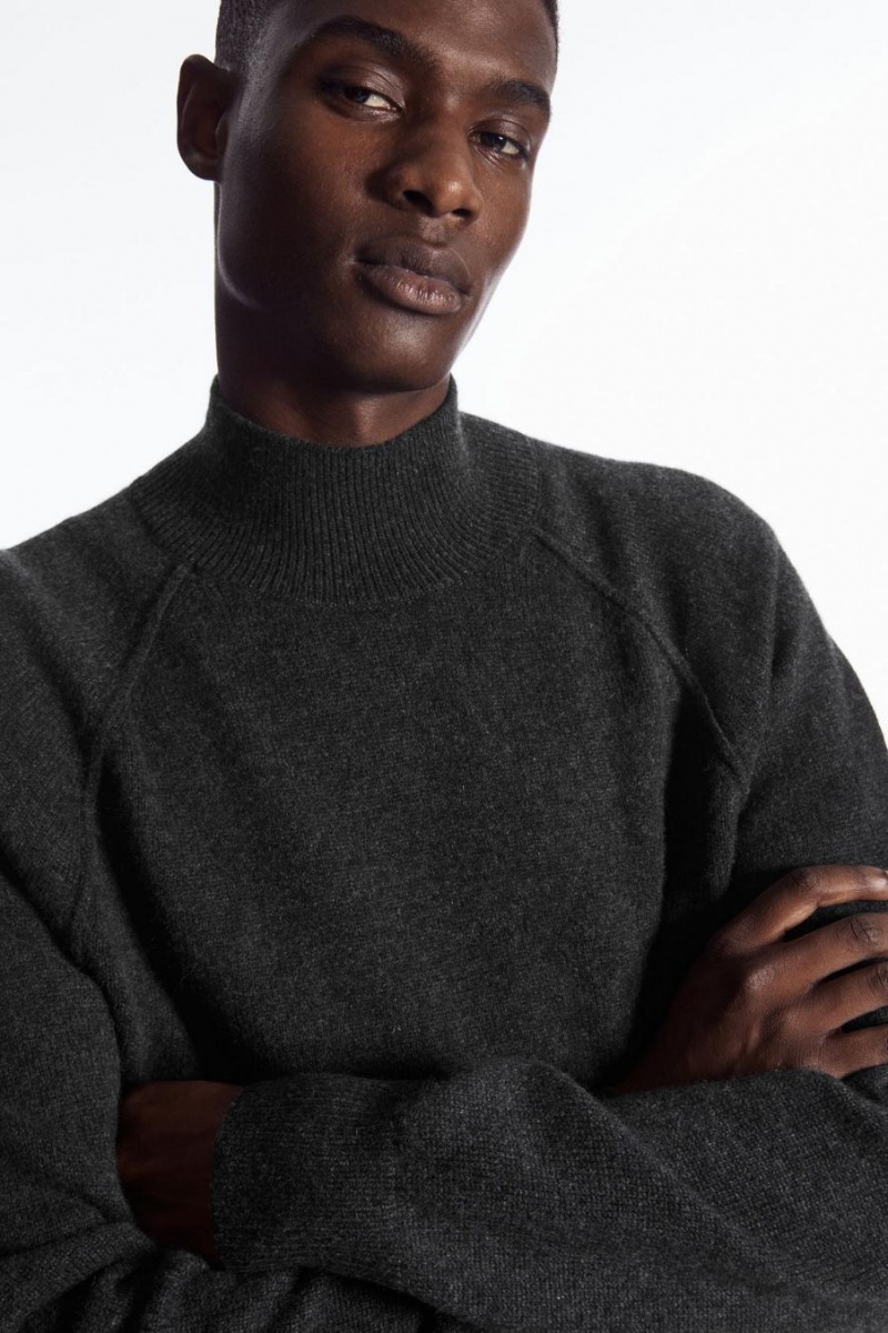 Jumpers Barbati COS Pure Cashmere Funnel-neck Gri Inchis | CHZNJ-4376