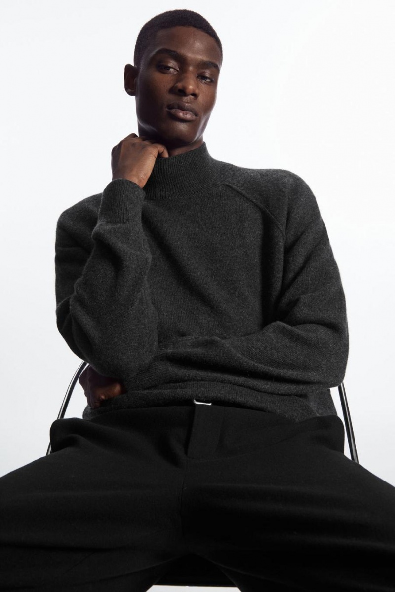 Jumpers Barbati COS Pure Cashmere Funnel-neck Gri Inchis | CHZNJ-4376