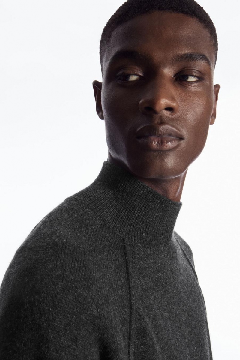 Jumpers Barbati COS Pure Cashmere Funnel-neck Gri Inchis | CHZNJ-4376