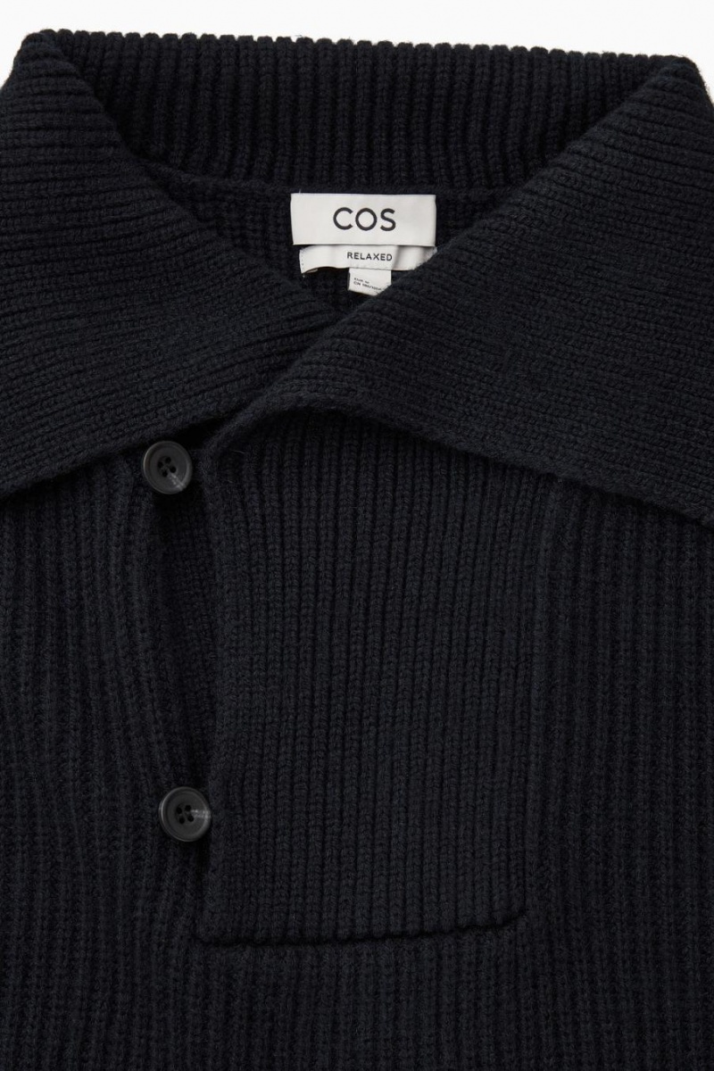 Jumpers Barbati COS Sailor-collar Lână Bleumarin | BIQJS-7605
