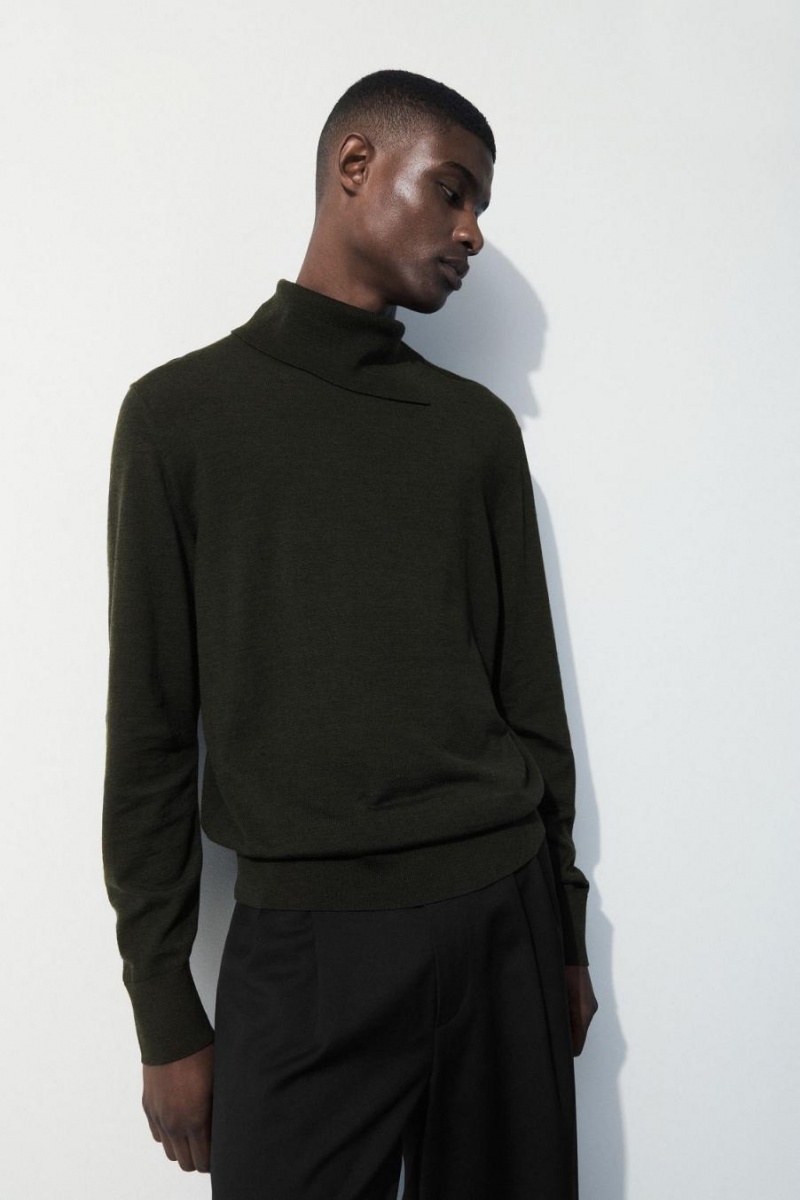 Jumpers Barbati COS The Merino Lână Roll-neck Verzi Inchis | ESAGM-4951
