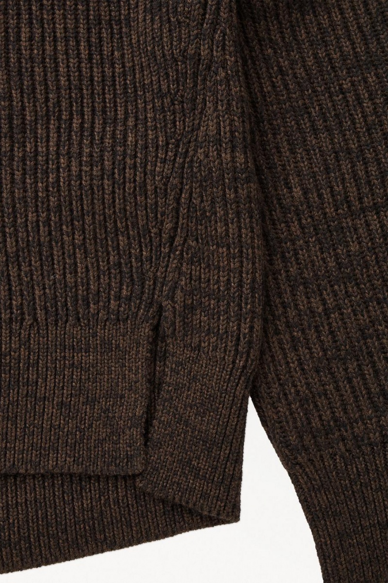 Jumpers Barbati COS The Panelled Lână Maro Inchis | WBRZJ-3750