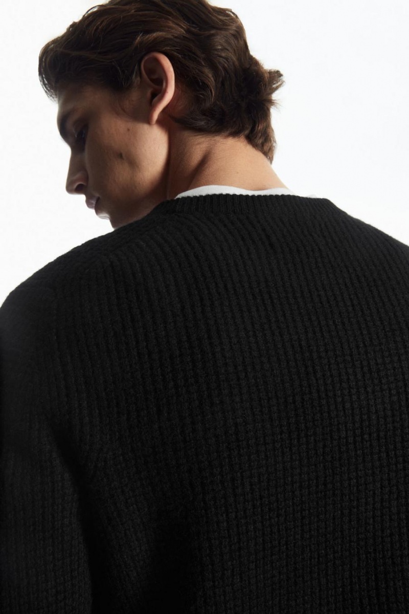 Jumpers Barbati COS Waffle-knit Pure Cashmere Negrii | CUQHP-3180