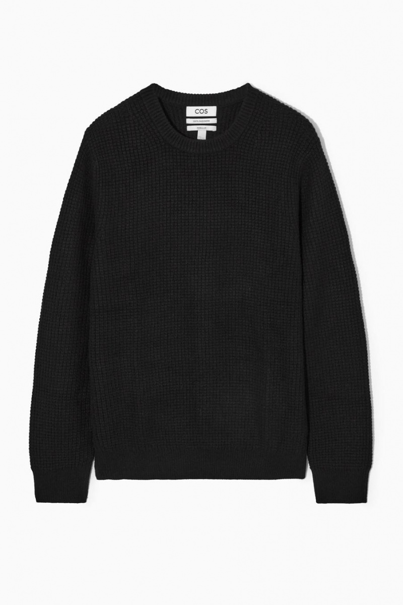 Jumpers Barbati COS Waffle-knit Pure Cashmere Negrii | CUQHP-3180