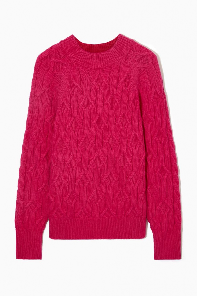 Jumpers Dama COS Cable-knit Lână-blend Fucsie Roz | VBXFT-0561