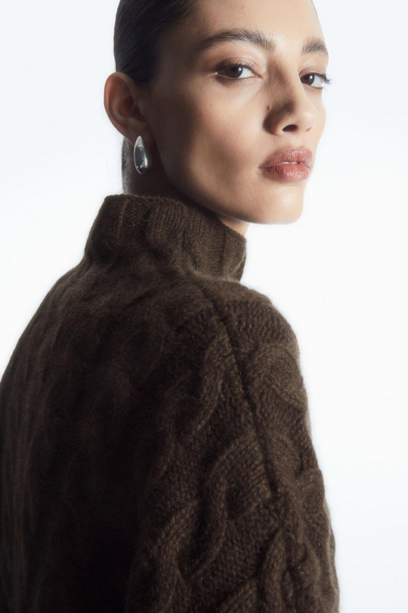 Jumpers Dama COS Cable-knit Yak Turtleneck Maro Inchis | FQGDO-7803