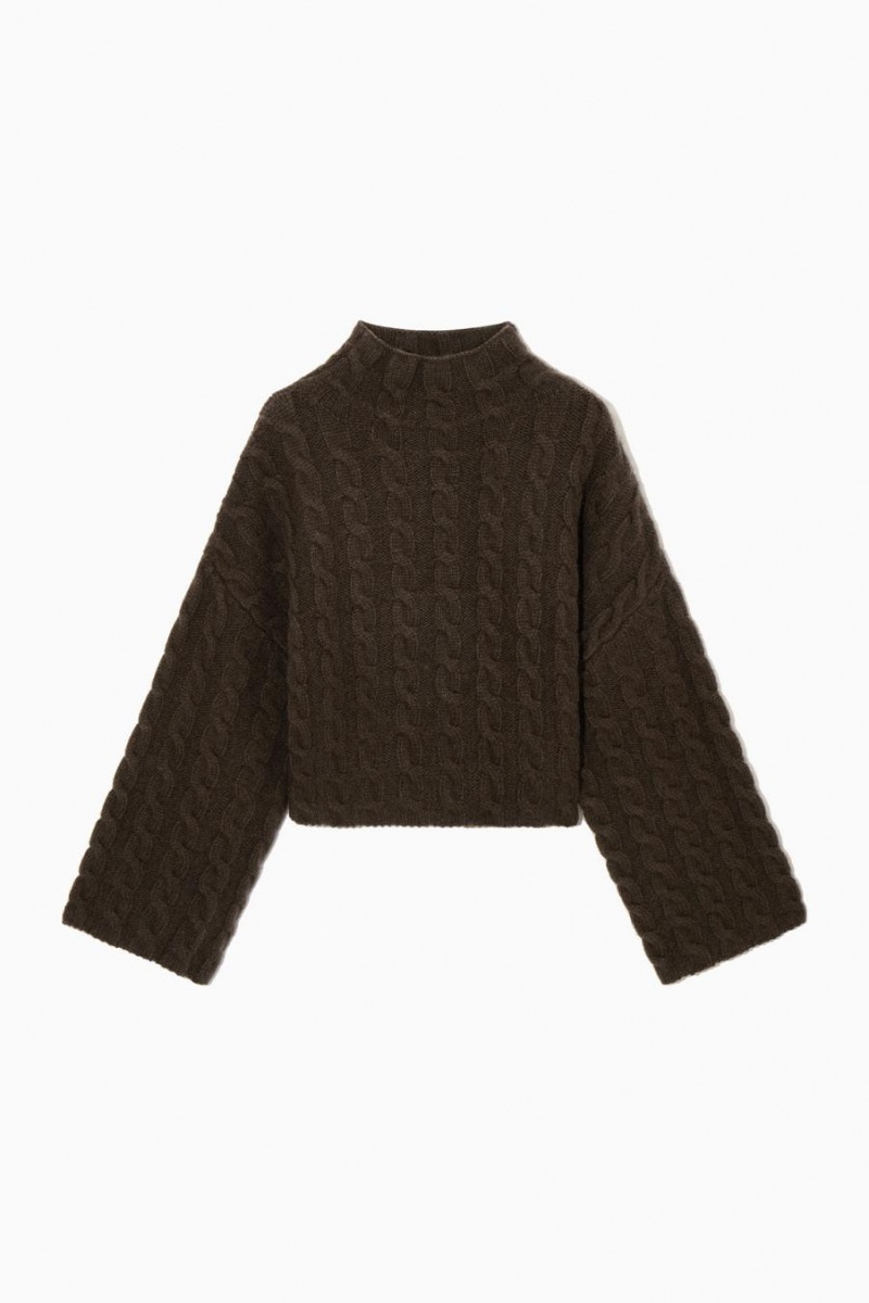 Jumpers Dama COS Cable-knit Yak Turtleneck Maro Inchis | FQGDO-7803