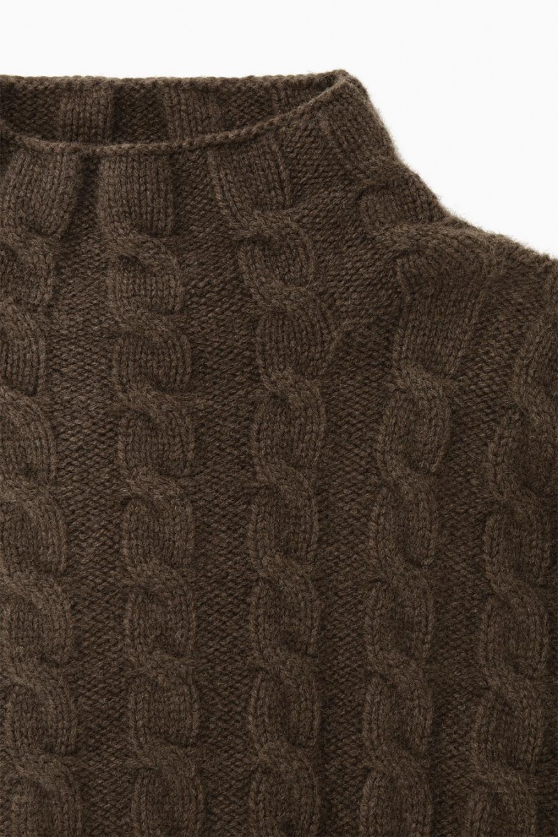 Jumpers Dama COS Cable-knit Yak Turtleneck Maro Inchis | FQGDO-7803