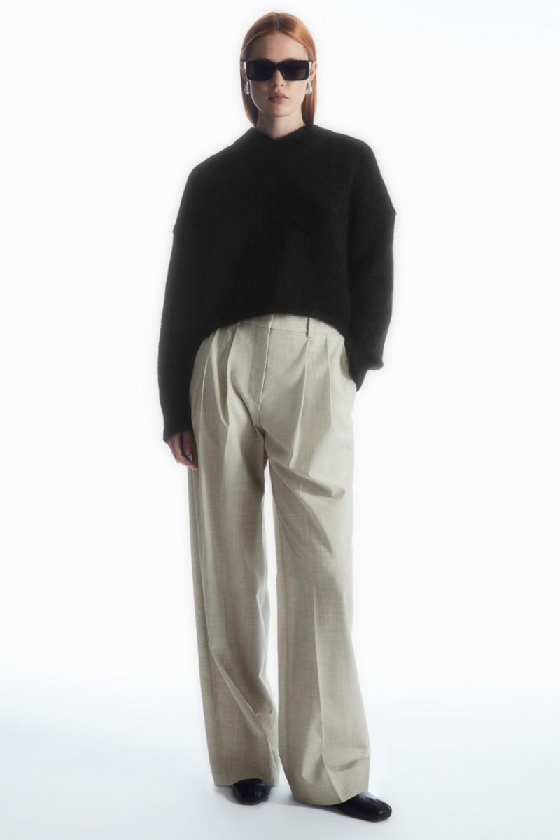 Jumpers Dama COS Cropped V-neck Mohair Negrii | SXBGE-8520