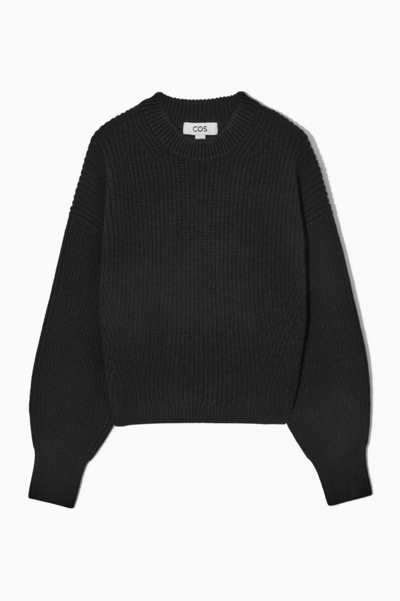Jumpers Dama COS Cu Nervuri Cashmere-blend Negrii | EABMK-0749
