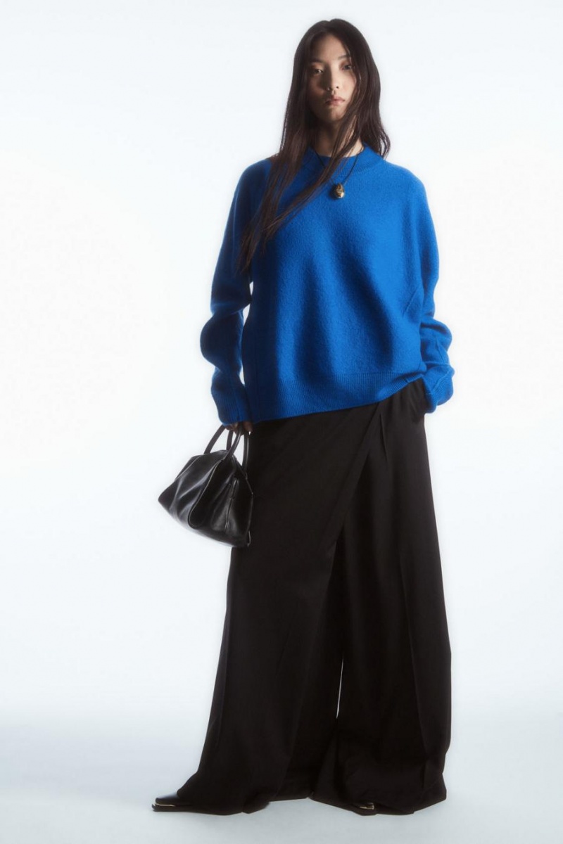 Jumpers Dama COS Dropped-shoulder Boiled-wool Albastri Inchis | MDAKV-1356