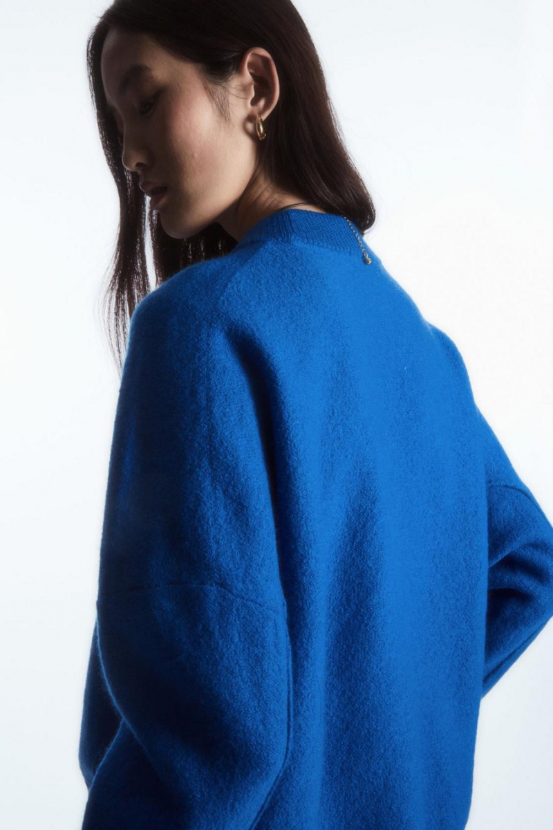 Jumpers Dama COS Dropped-shoulder Boiled-wool Albastri Inchis | MDAKV-1356