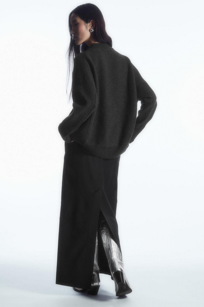 Jumpers Dama COS Dropped-shoulder Boiled-wool Gri Inchis | WTLNF-6937