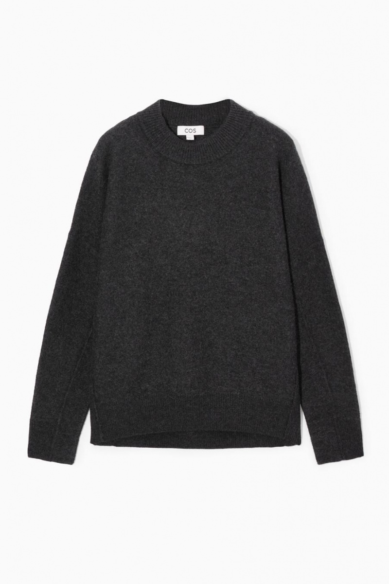 Jumpers Dama COS Dropped-shoulder Boiled-wool Gri Inchis | WTLNF-6937
