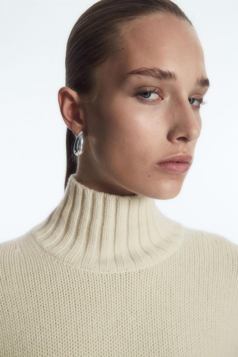 Jumpers Dama COS Funnel-neck Pure Cashmere Albi | QKTSJ-1036