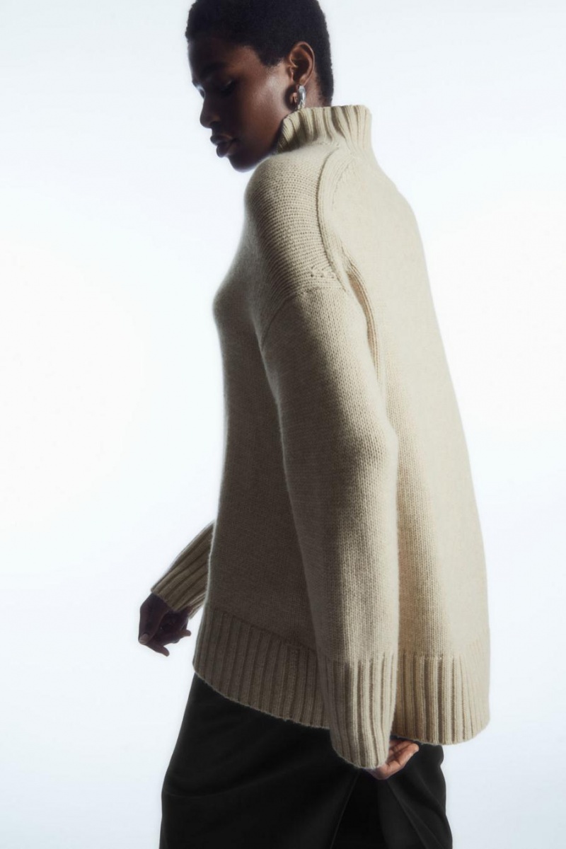 Jumpers Dama COS Funnel-neck Pure Cashmere Albi | SPWYA-8304