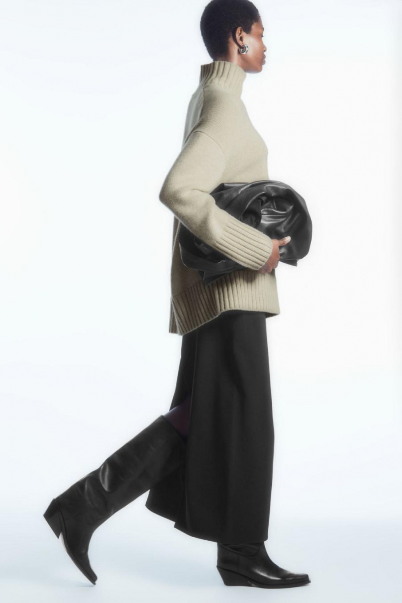 Jumpers Dama COS Funnel-neck Pure Cashmere Albi | SPWYA-8304