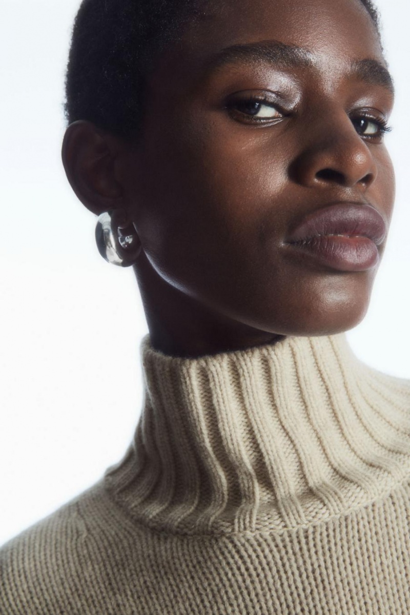 Jumpers Dama COS Funnel-neck Pure Cashmere Albi | SPWYA-8304
