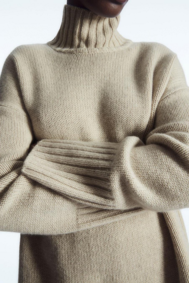 Jumpers Dama COS Funnel-neck Pure Cashmere Albi | SPWYA-8304