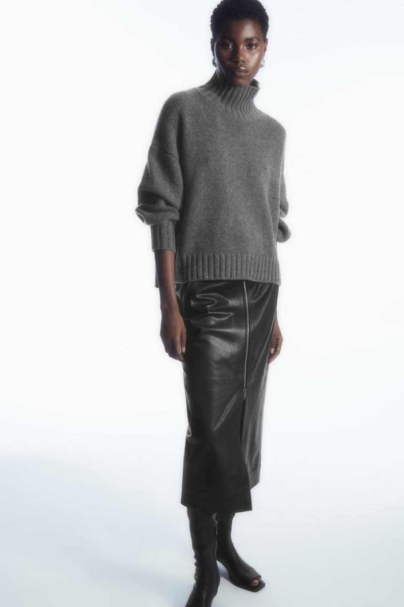 Jumpers Dama COS Grosolan Pure Cashmere Turtleneck Gri Inchis | YUOMK-2709