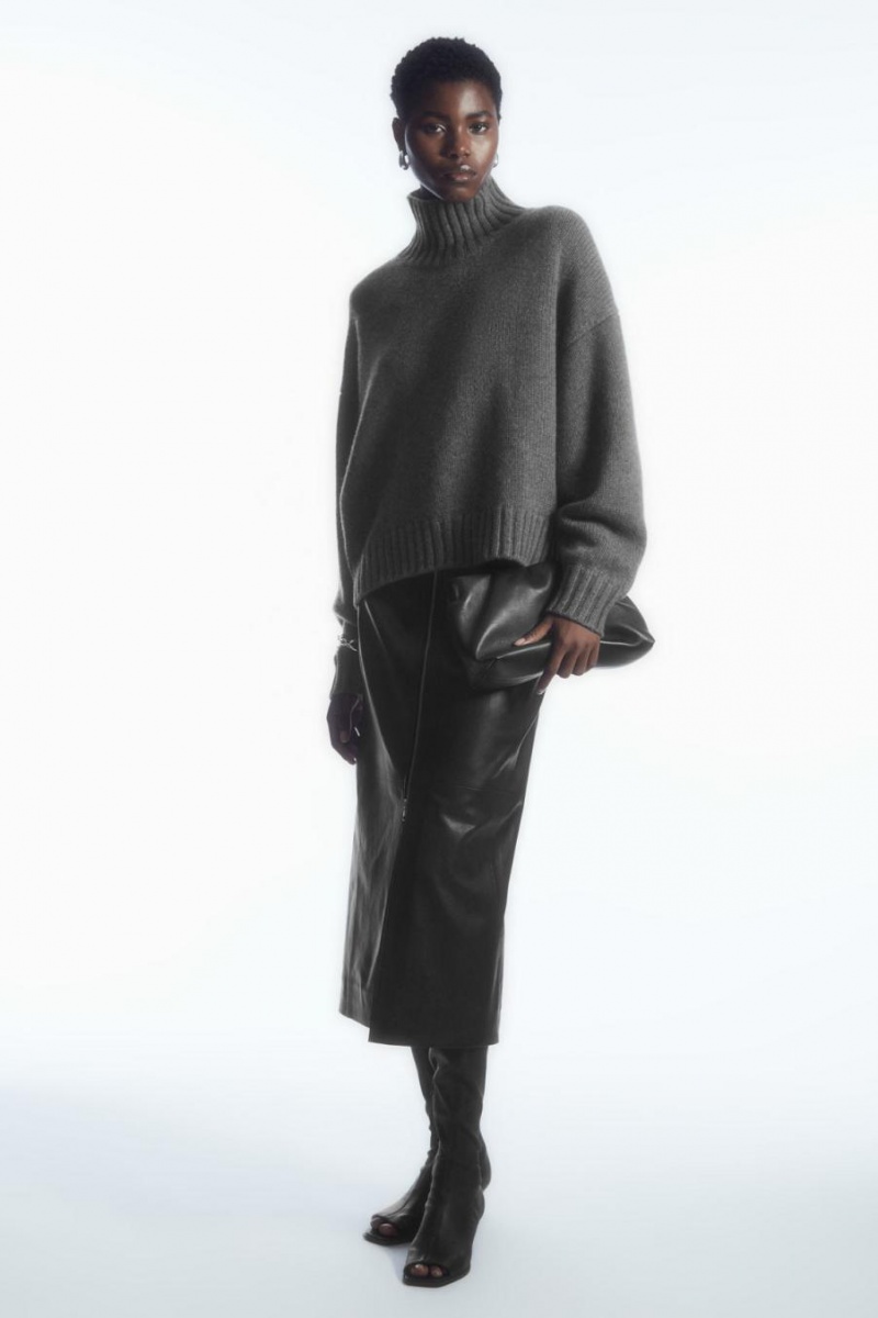 Jumpers Dama COS Grosolan Pure Cashmere Turtleneck Gri Inchis | YUOMK-2709