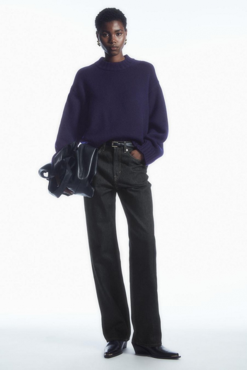 Jumpers Dama COS Grosolan Pure Cashmere Crew-neck Bleumarin | XSHKW-5962